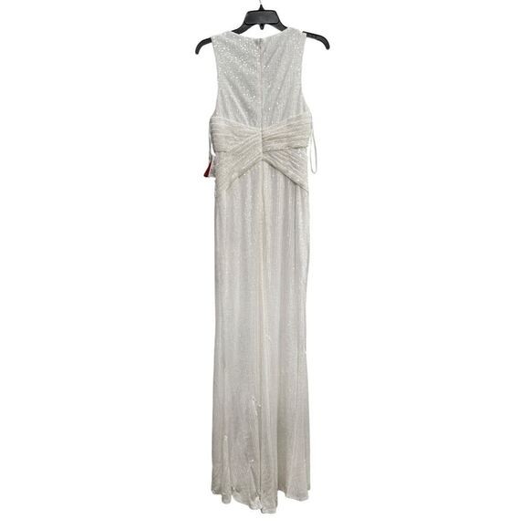Ieena for Mac Duggal White V-Neck Sequin Wrap Waist Gown - Size 6 - NWT - Picture 3 of 3